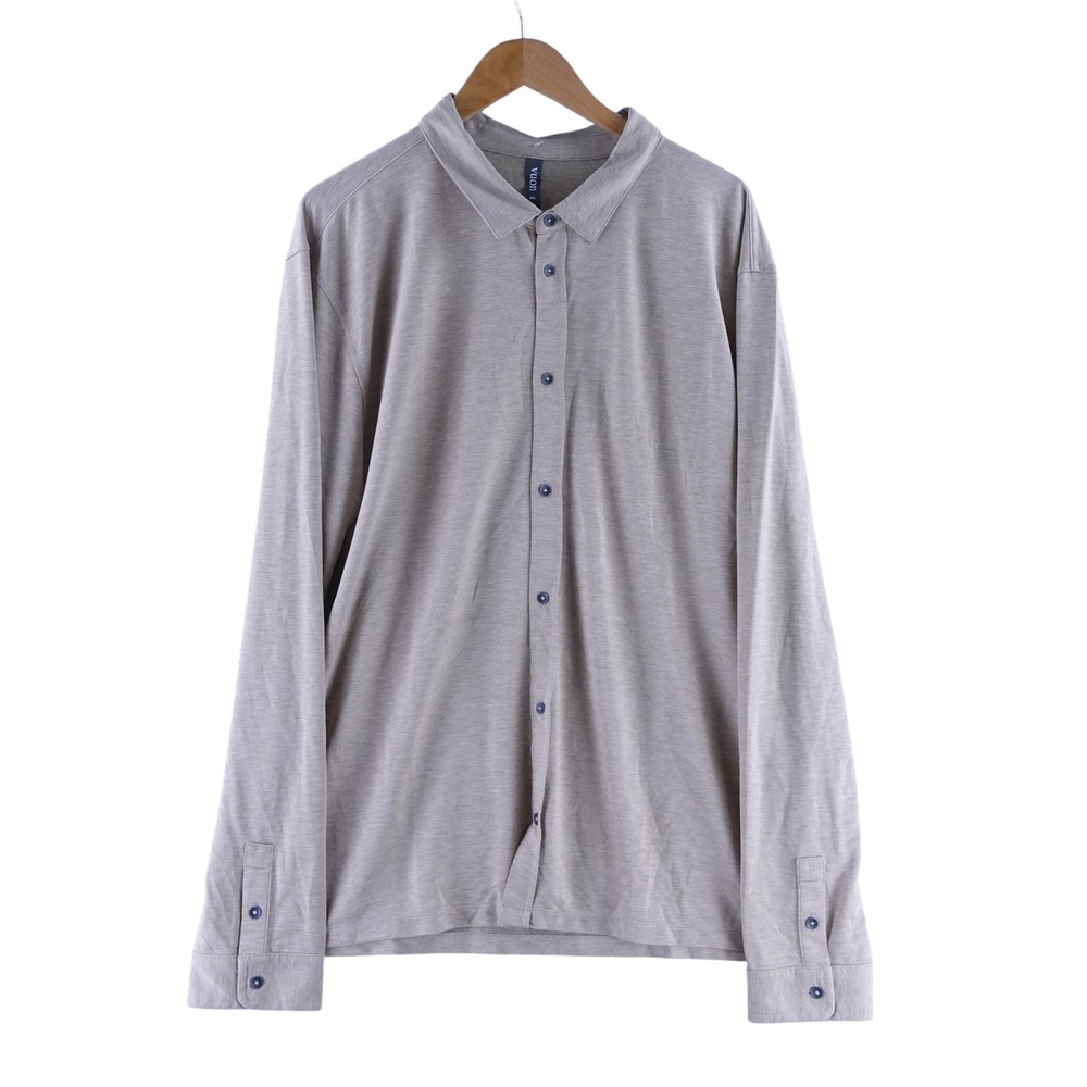 Vuori Mens XXL Long Sleeve Button Down Shirt Heathered Tan Performance NWOT